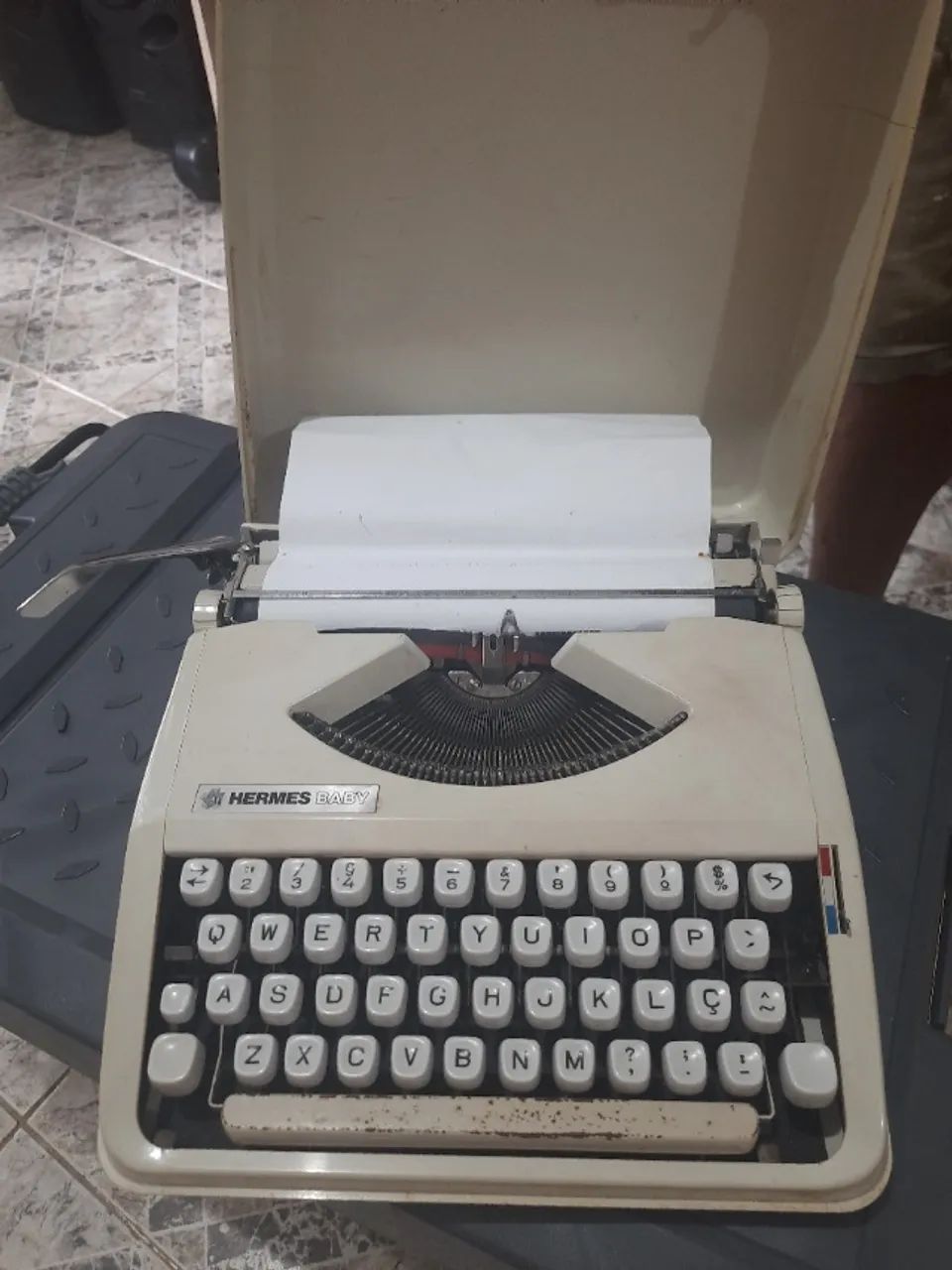 Hermes Baby White Typewriter