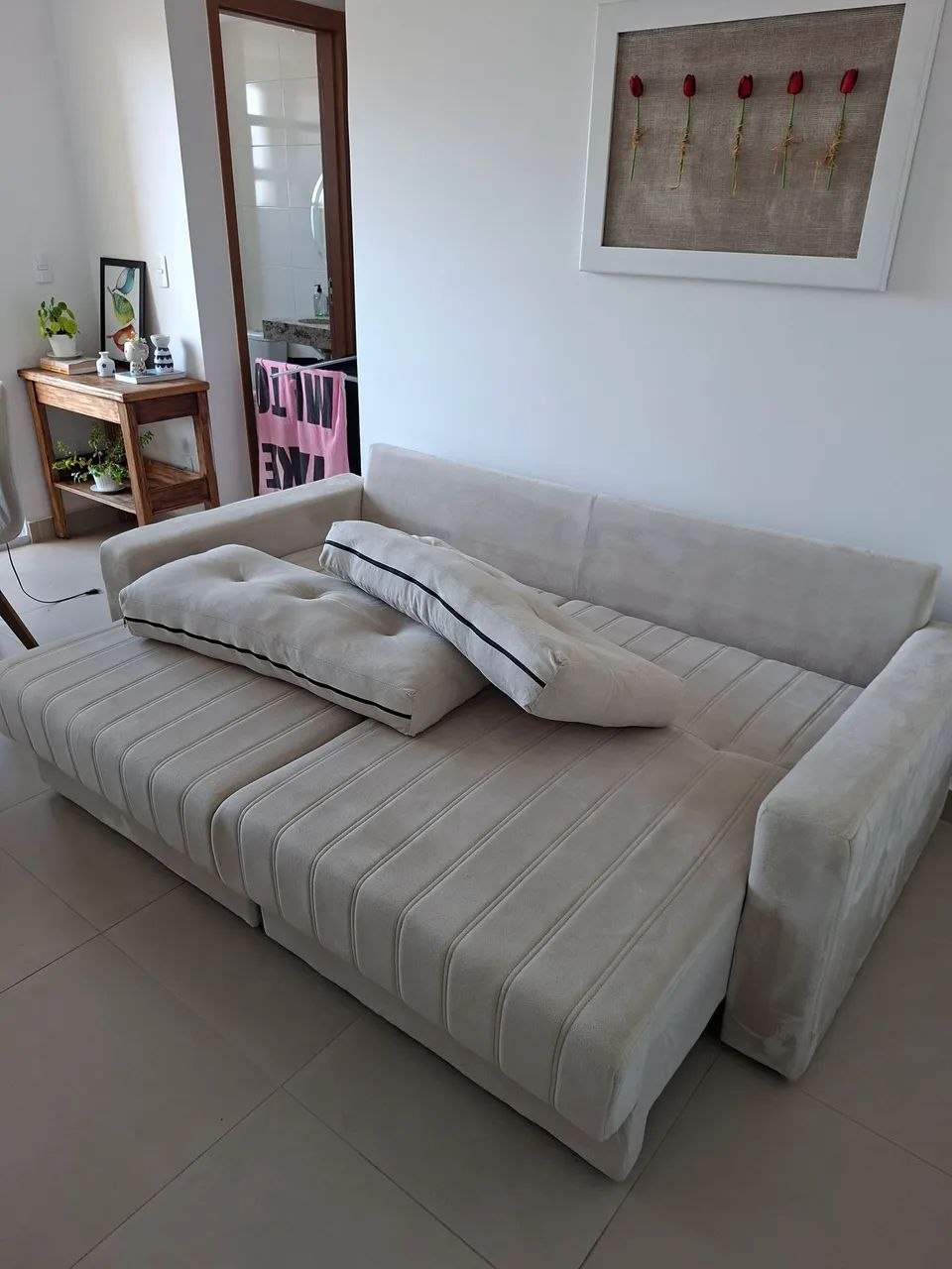 Sofá de madeira com a nota comprado Shopping Dom Pedro  - Foto 3