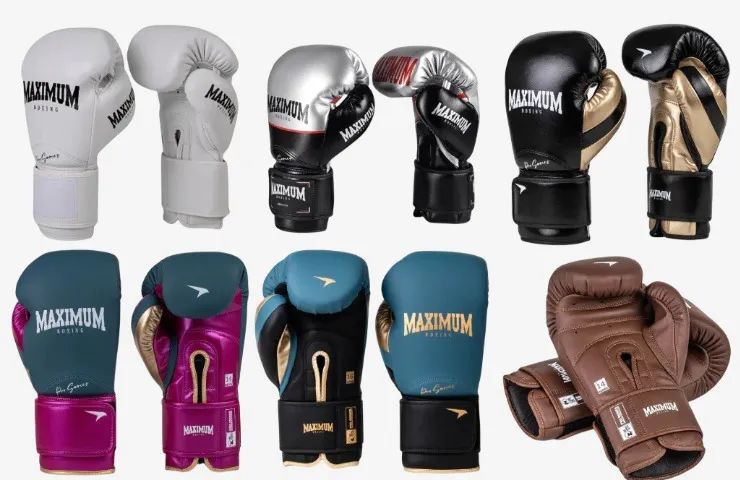 Par Luva Profissional Couro Muay Thai Kickboxing Boxe Maximum