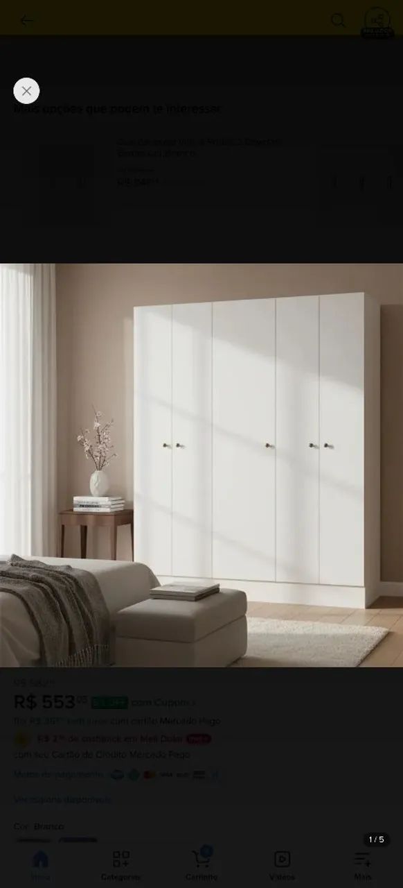 Guarda-roupa branco casal/ solteiro  - Foto 2