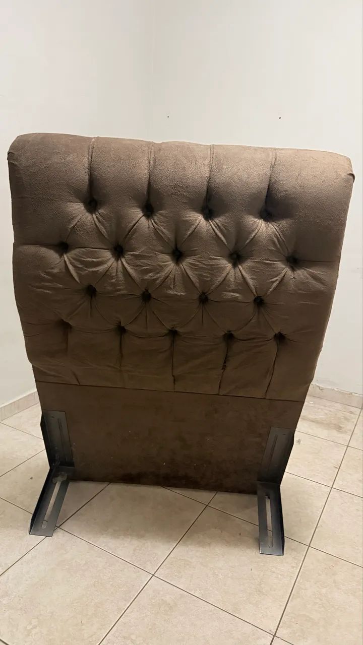 Cabeceira de solteiro de camurça - Semi Nova