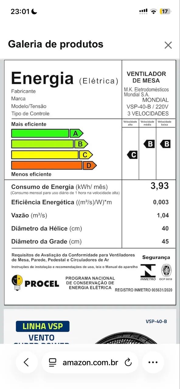 Mondial Super Power Ventilador 40cm 140w - Foto 3