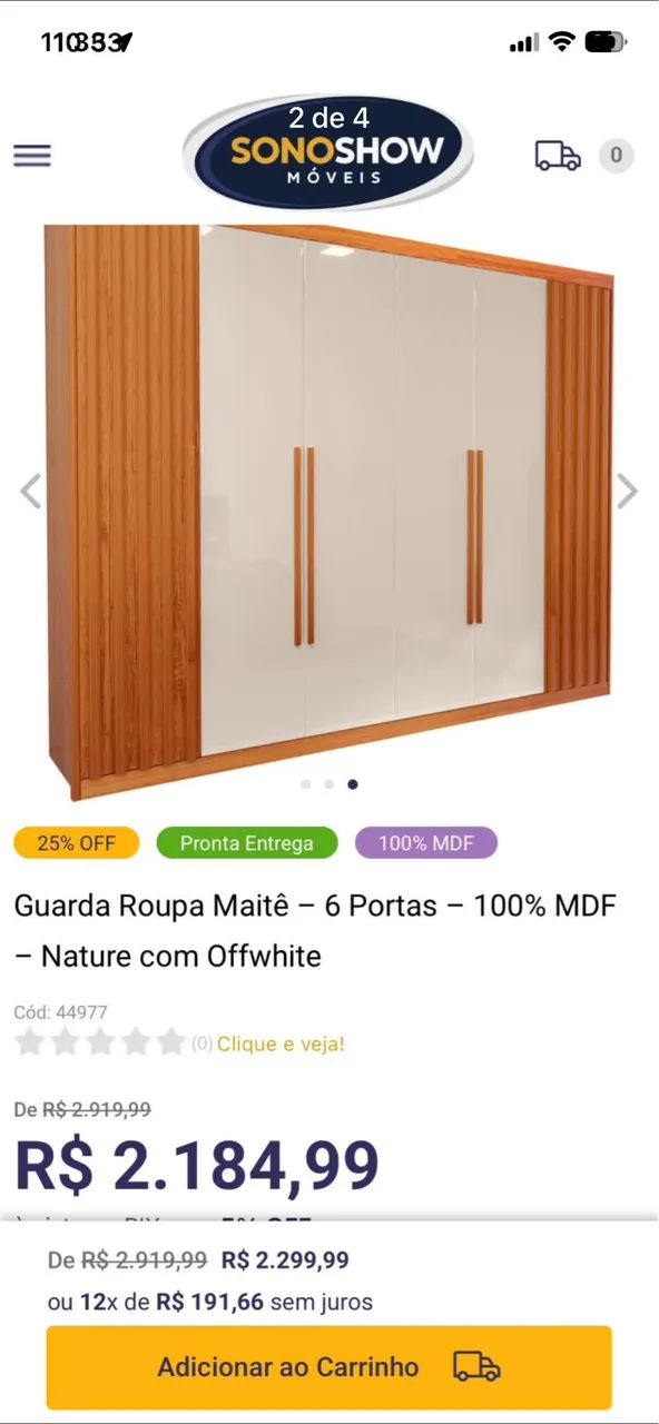 Vendo guarda-roupa seminovo 