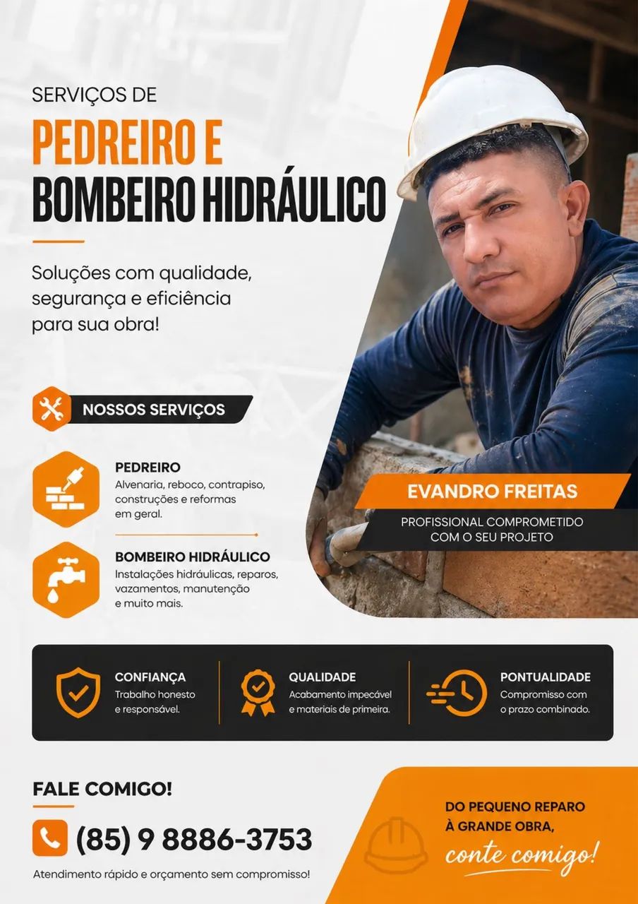 Pedreiro e bombeiro hidráulico 