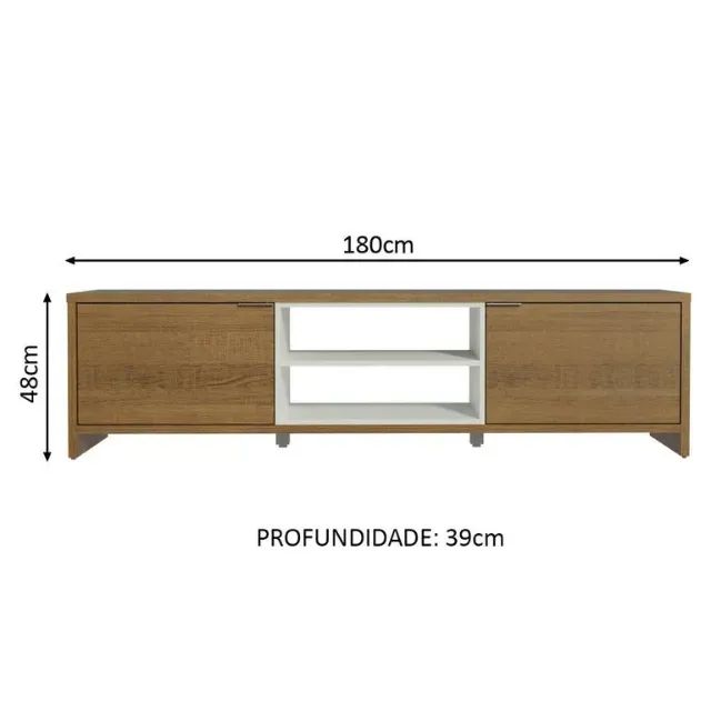 Rack Para Tv Até 80 Polegadas 180cm 2 Portas Linz Madesa  - Foto 2