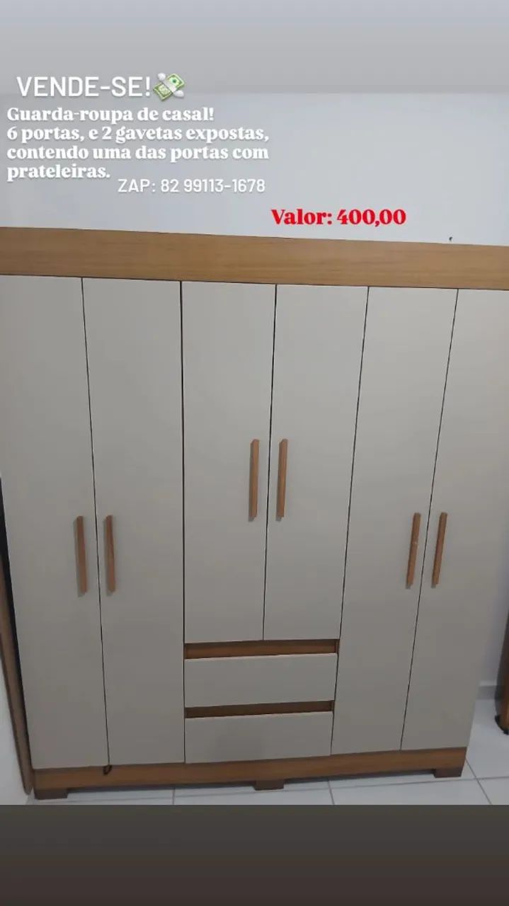 Guarda- roupa de casal 6 porta e 2 gaveta 