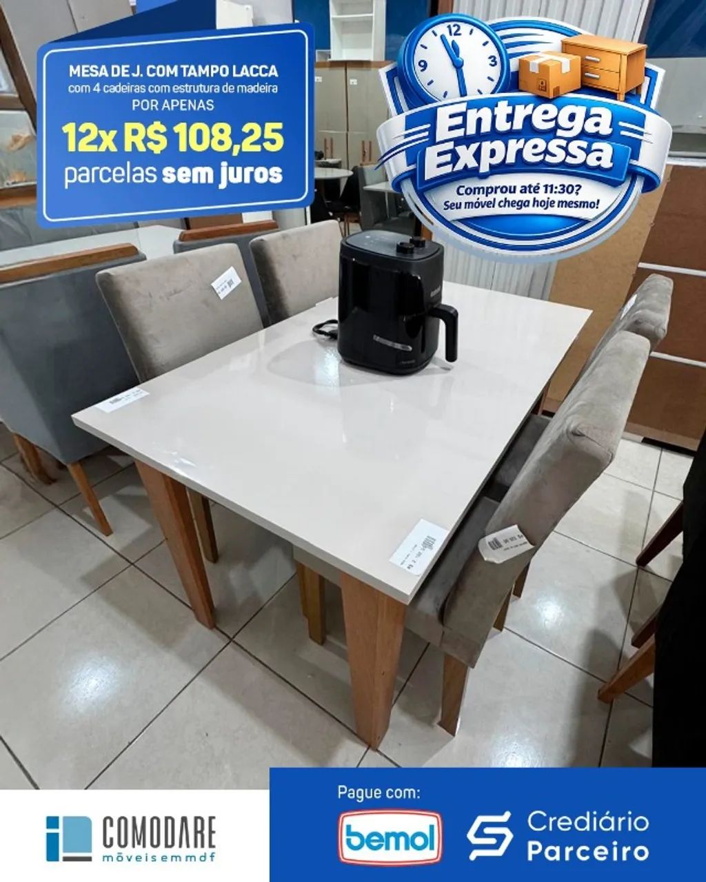 MESA DE JANTAR C/ TAMPO LACCA