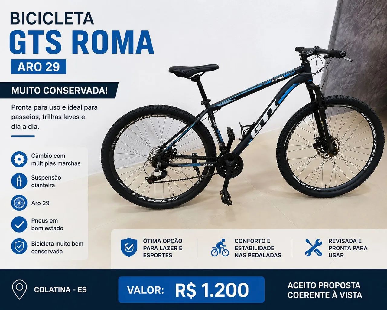 Bicicleta GTS Aro 29 - 21 Marchas