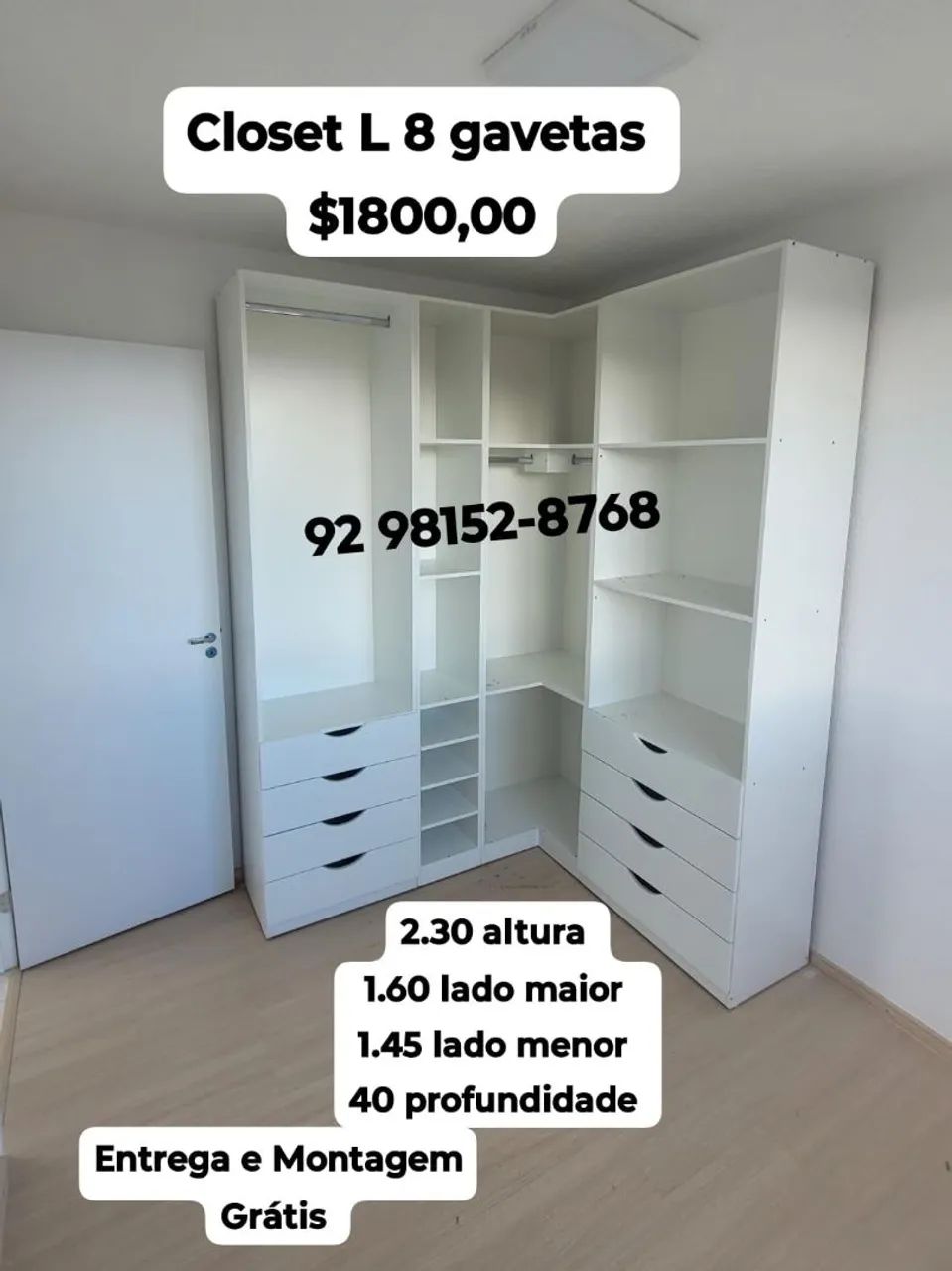 Closet Modelos em L com fundo - Foto 3