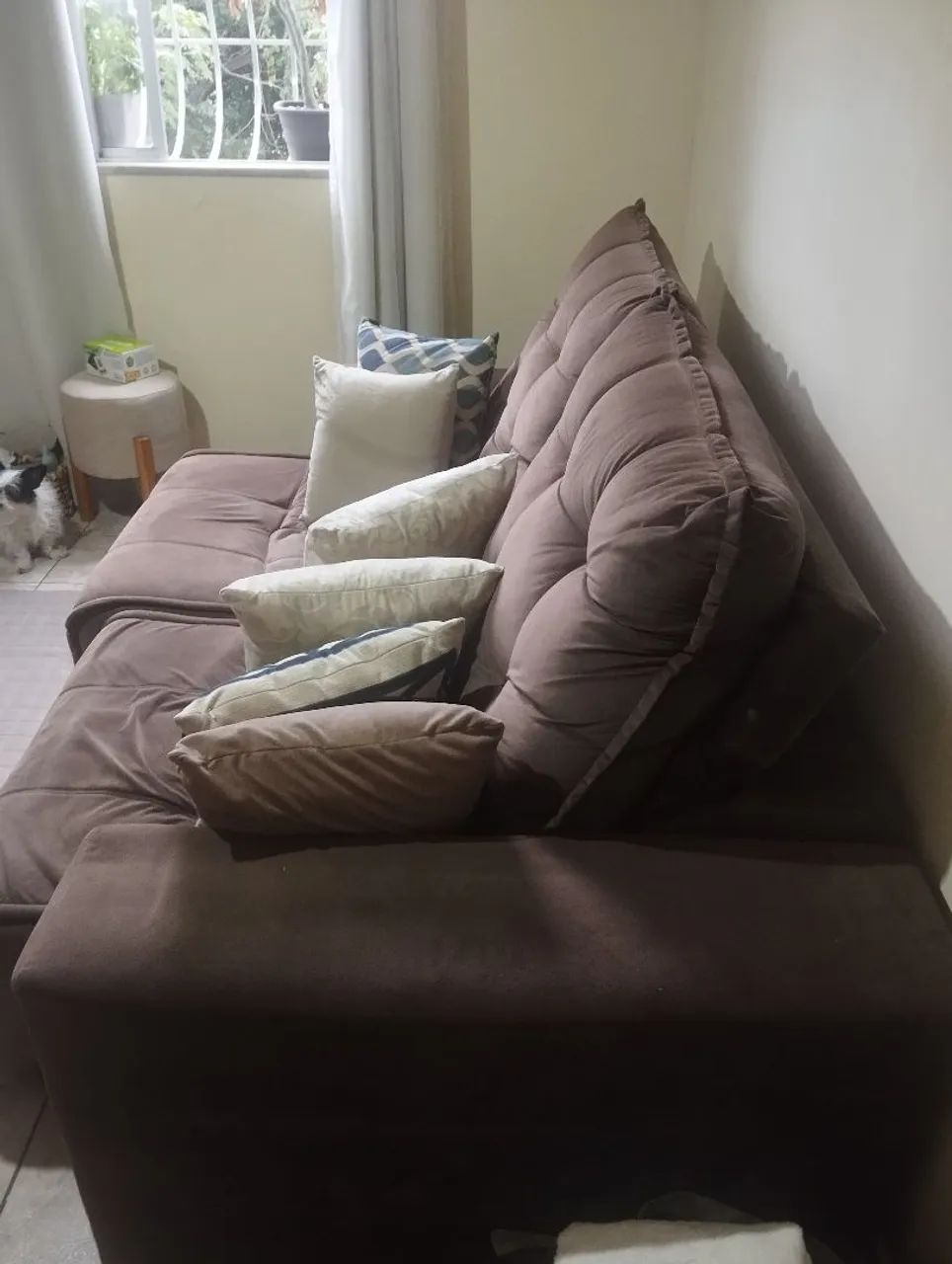 Sofá cama grande retrátil 5 lugares veludo - Foto 2