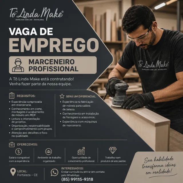 Vaga de Emprego - Marceneiro Profissional