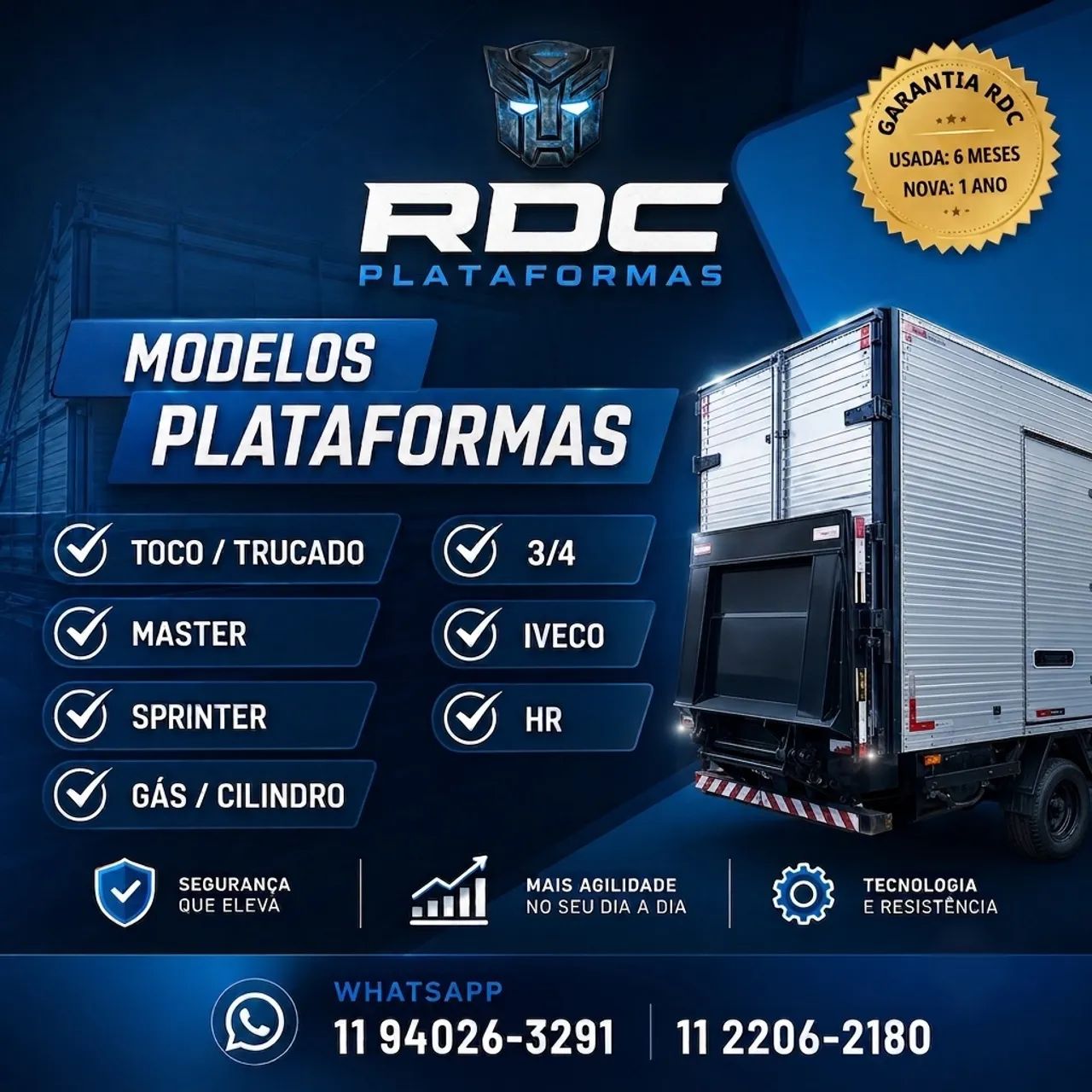 PLATAFORMAS ELEVATÓRIAS ELETRO HIDRÁULICAS PARA CAMINHÕES