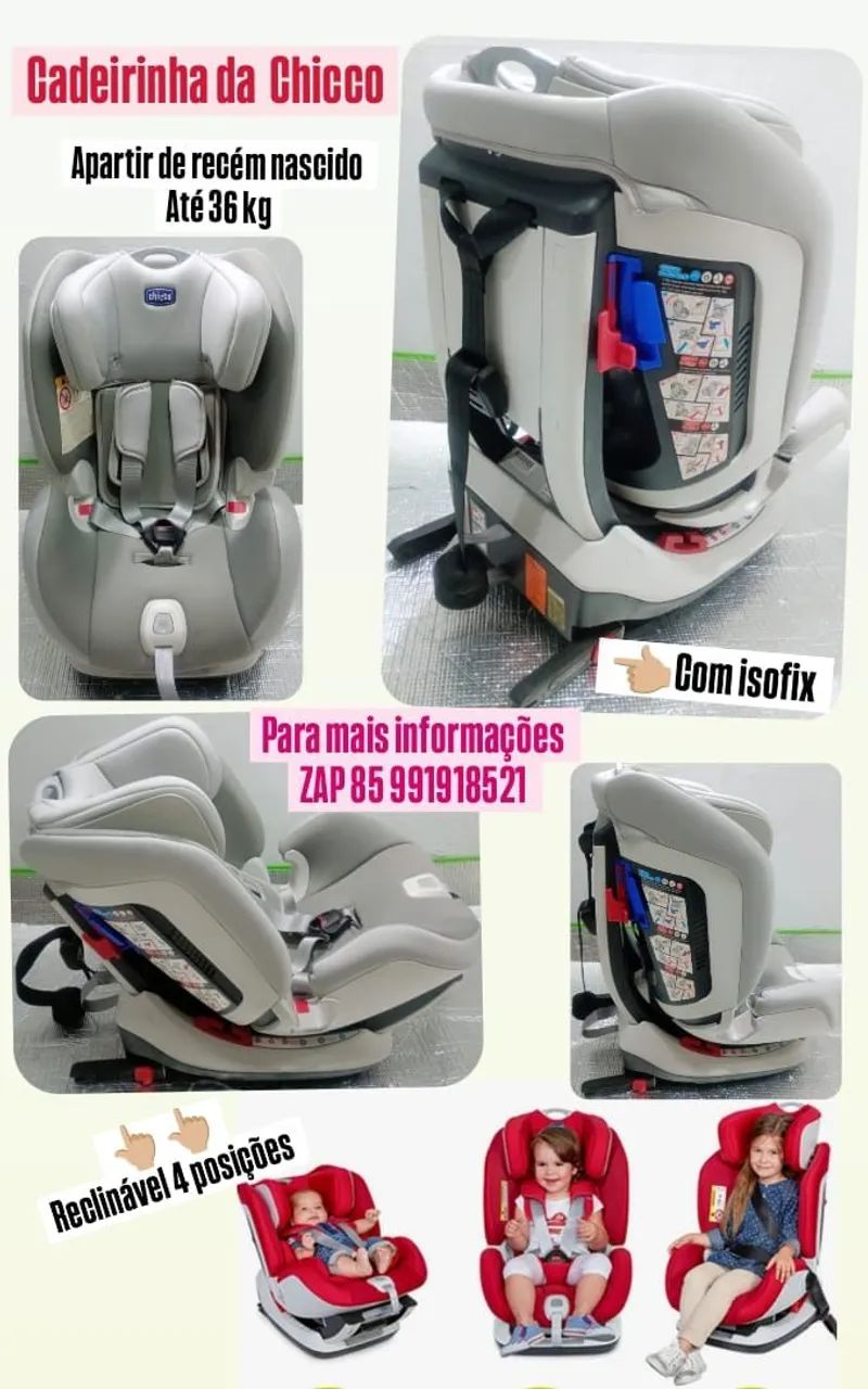 Cadeirinha de carro da Chicco com isofix 