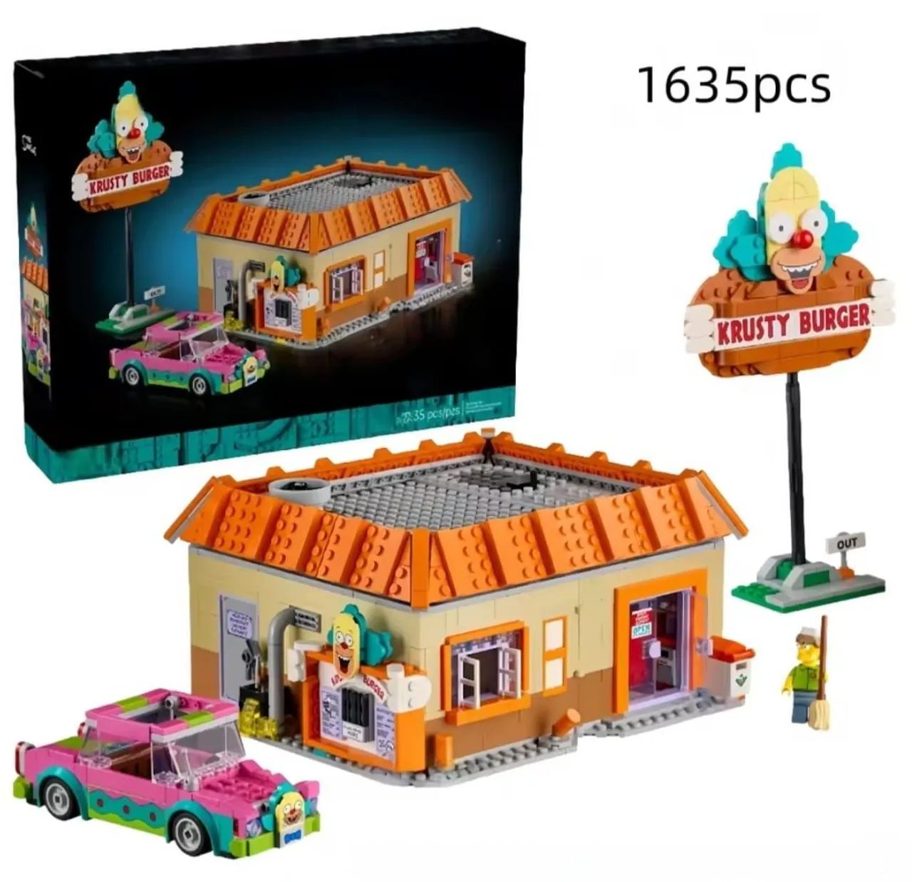 BLOCOS DE MONTAR KRUSTY BURGER SIMPSONS 1635 PEÇAS MODELO 10352 TIPO LEGO