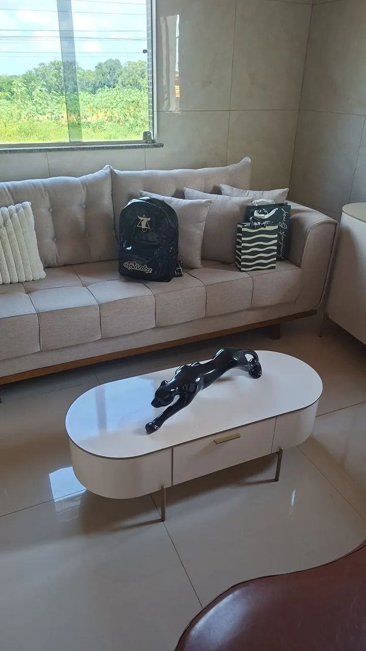 Sofá 3 lugares todo em linho - Foto 3