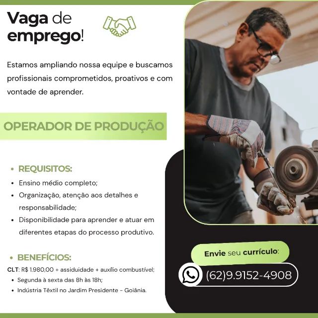 Operador de Produção - Indústria têxtil
