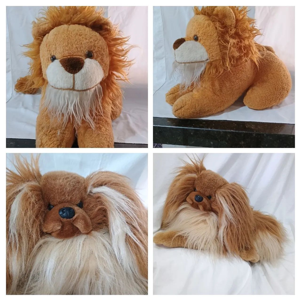 ANTIGOS PELÚCIAS*  lote com um Cachorro e um Leão grande 50 cm cada 