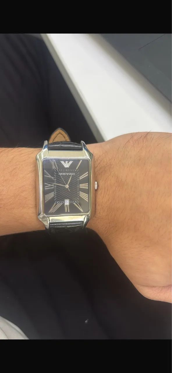 Relógio Masculino Emporio Armani AR-0425 Original - Modelo Retangular Clássico - Foto 5