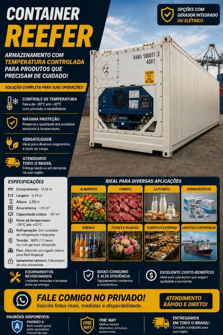 Container Reefer Refrigerado 20 e 40 Pés | Câmara Fria