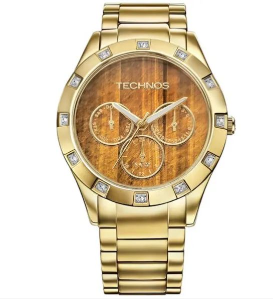 RELÓGIO TECHNOS ELEGANCE STONE OLHO DE TIGRE - NOVO NA CAIXA + NOTA FISCAL