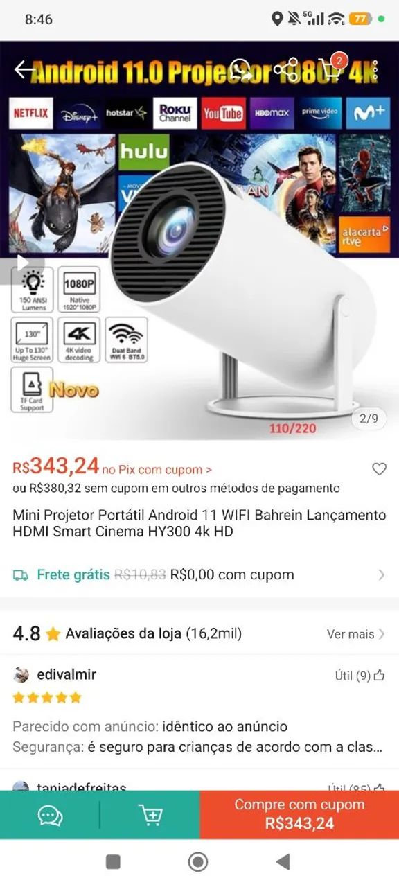 Mini projetor hy 300 4k - Foto 3