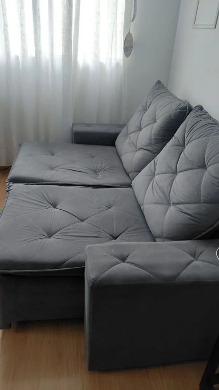 Sofá Retrátil e Reclinável Cinza - Confortável e seminovo - Foto 2