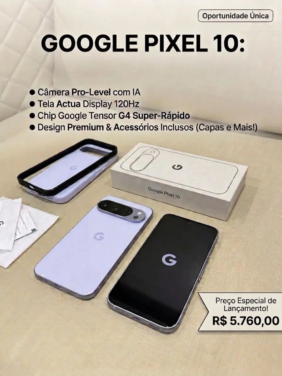 Google Pixel 10 256GB - Imperdível! (Com Capinha e Películas) - Foto 3
