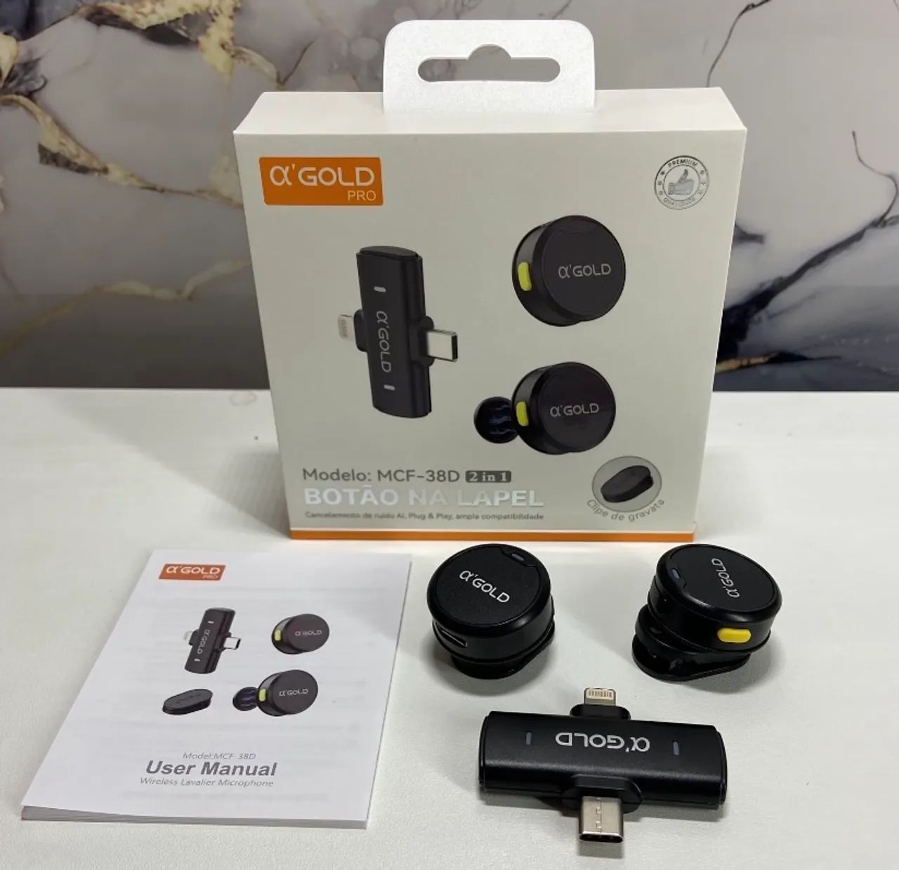 Microfone de Lapela 2 em 1 AGOLD 