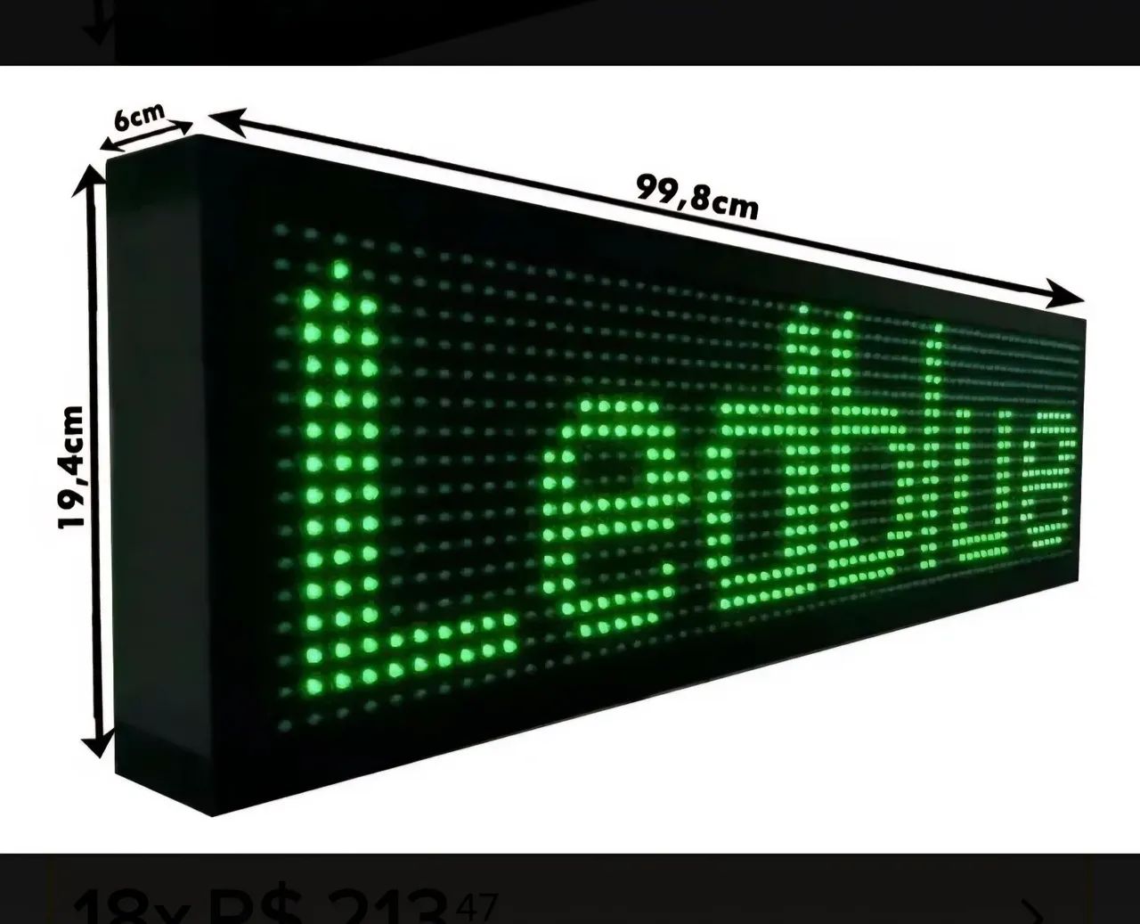 Painel Letreiro Led Digital 100 x 20