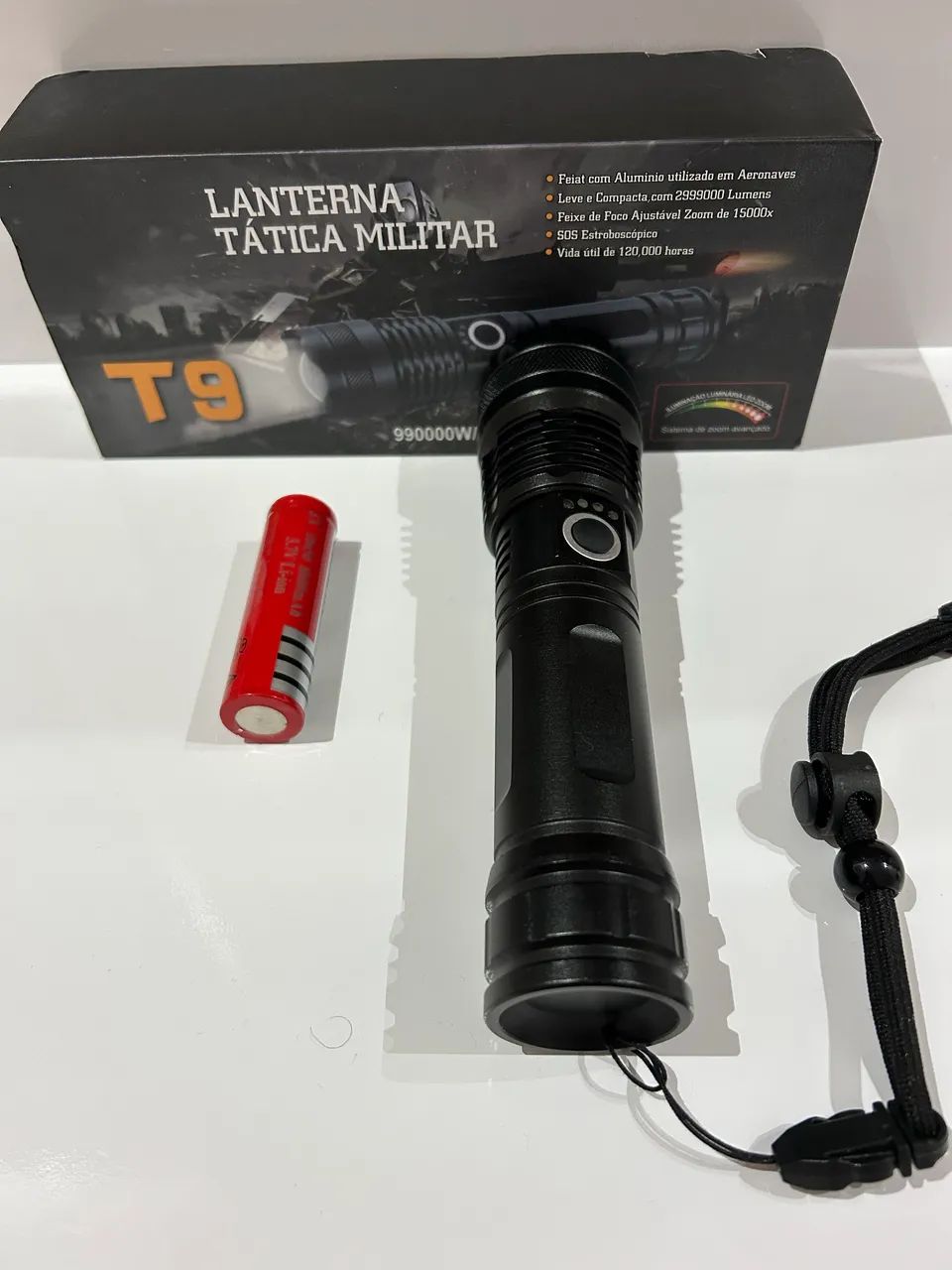 Lanterna Tática Militar T9 - Poderosa, Resistente à Água para Camping e Segurança
