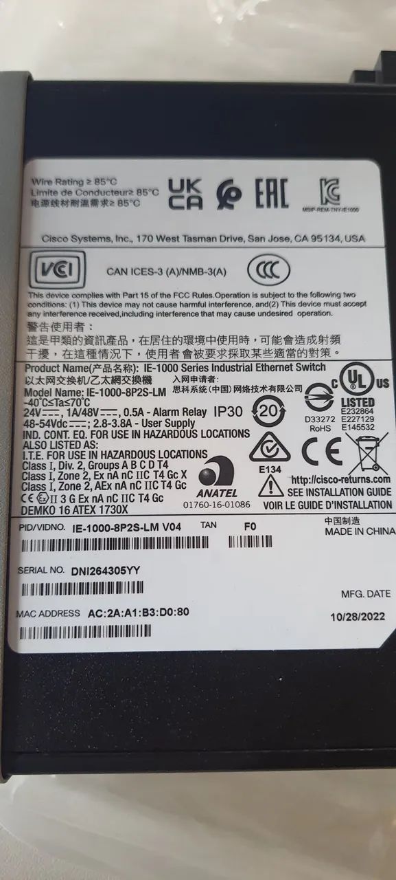 Switch Cisco IE-1000-8P2S-LM - Foto 2