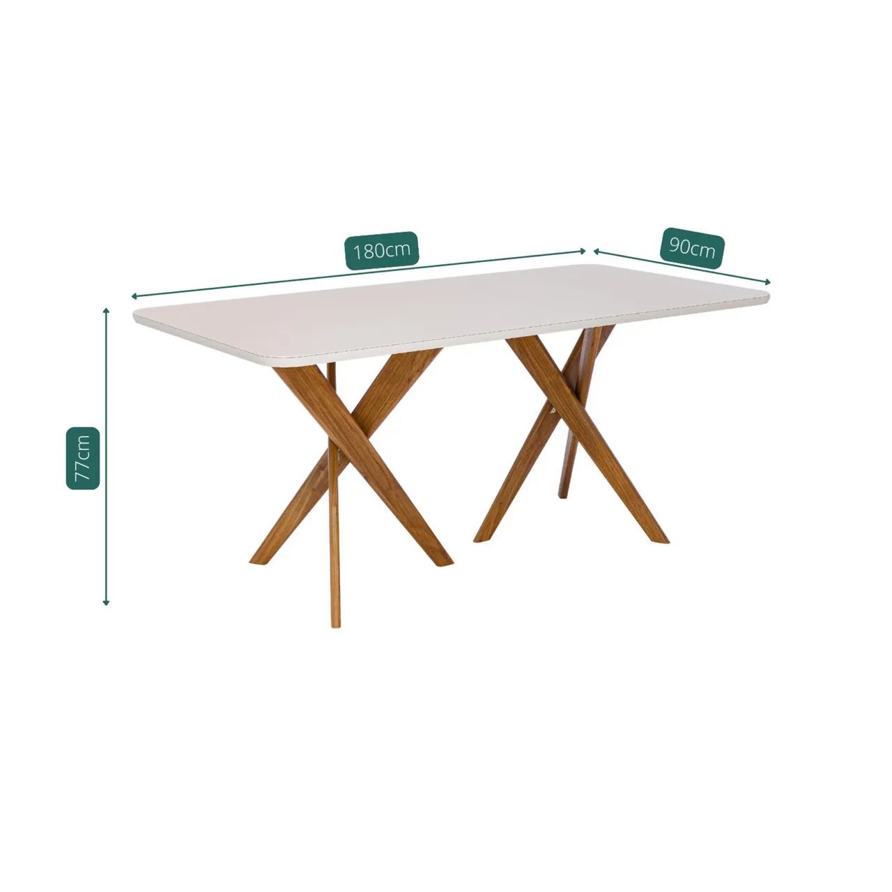 Mesa de Jantar 1,80m Base em Madeira tt876 - Foto 3