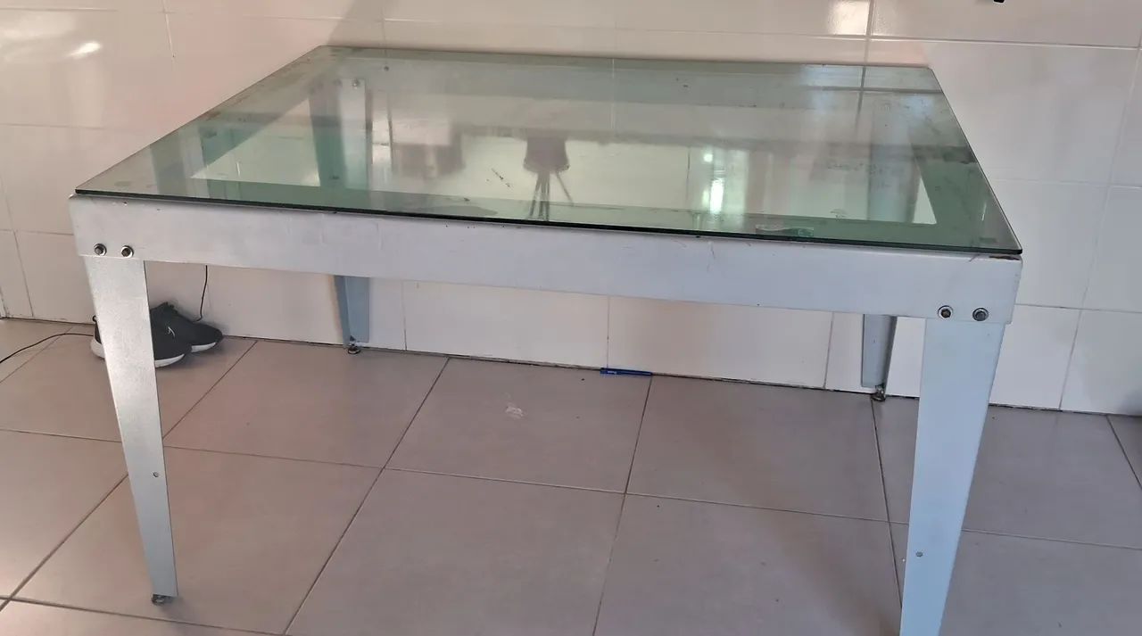 Mesa Industrial Produção - Aço + Vidro | Ótimo Estado - Foto 3