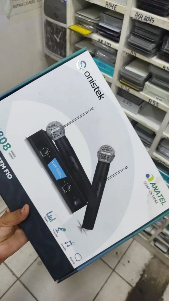 Microfone Duplo Oministek com Receptor
