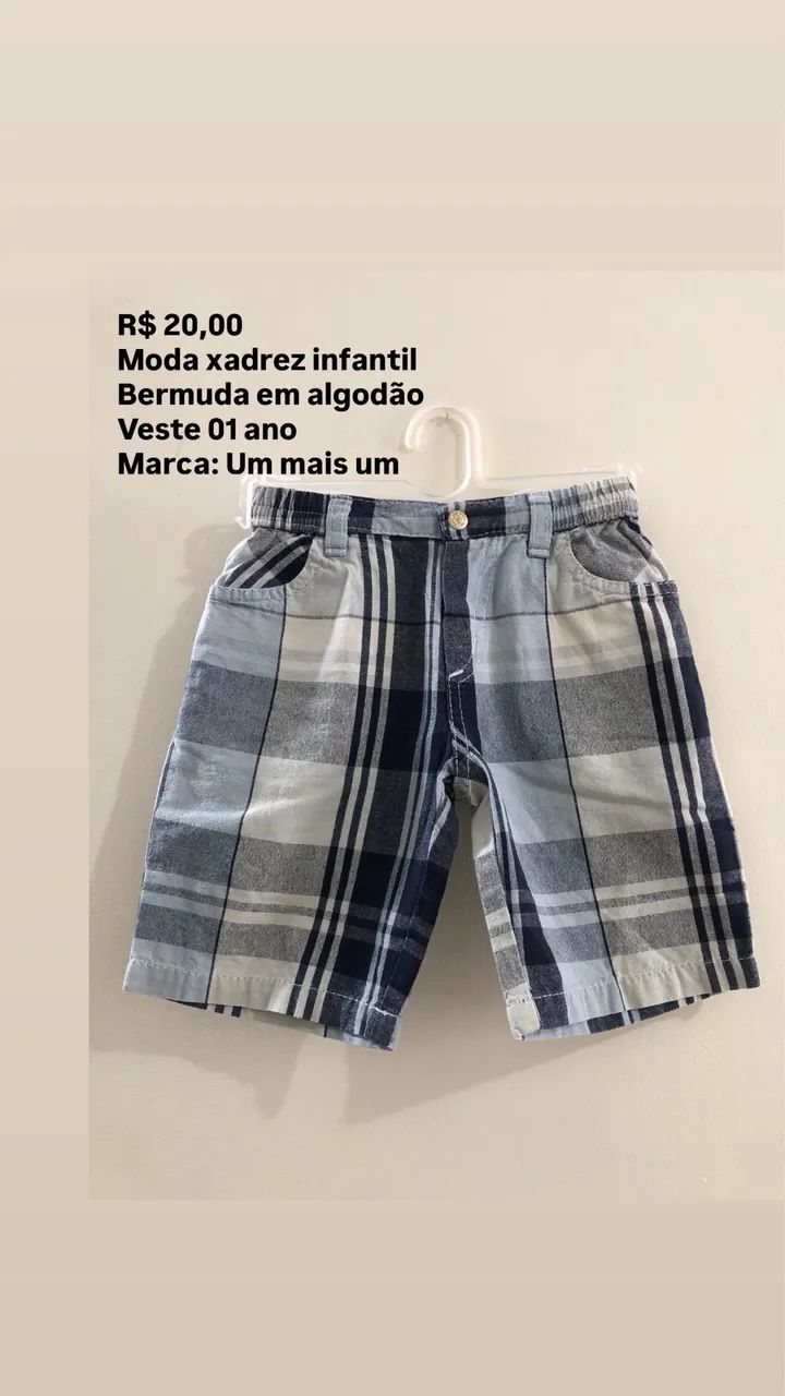 Bermuda infantil xadrez 01 ano - Foto 3