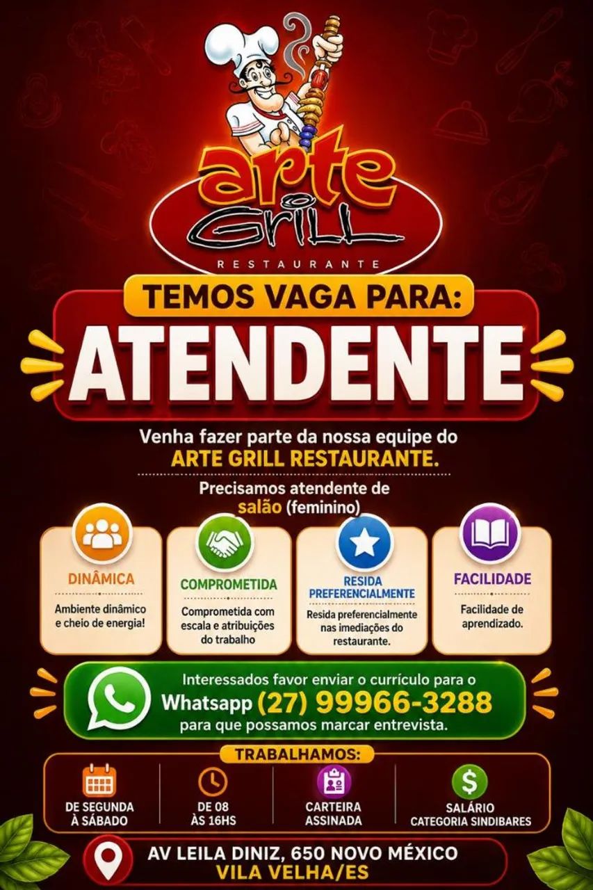 Vaga para Atendente 