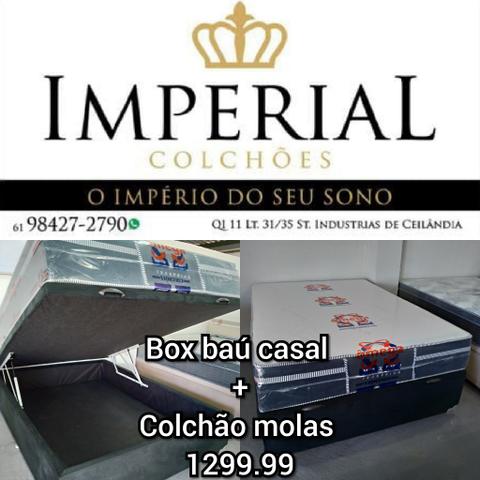 10x sem juros no cartão conjunto baú molas ensacadas tecido bambu novos