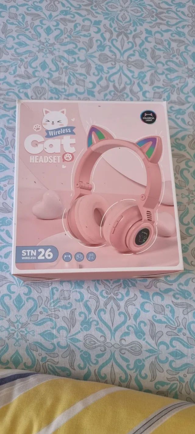 Fone cat rosa 