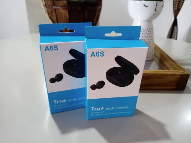 Fones de Ouvido A6S Bluetooth 5.0 - Preto, 2.5h de Música
