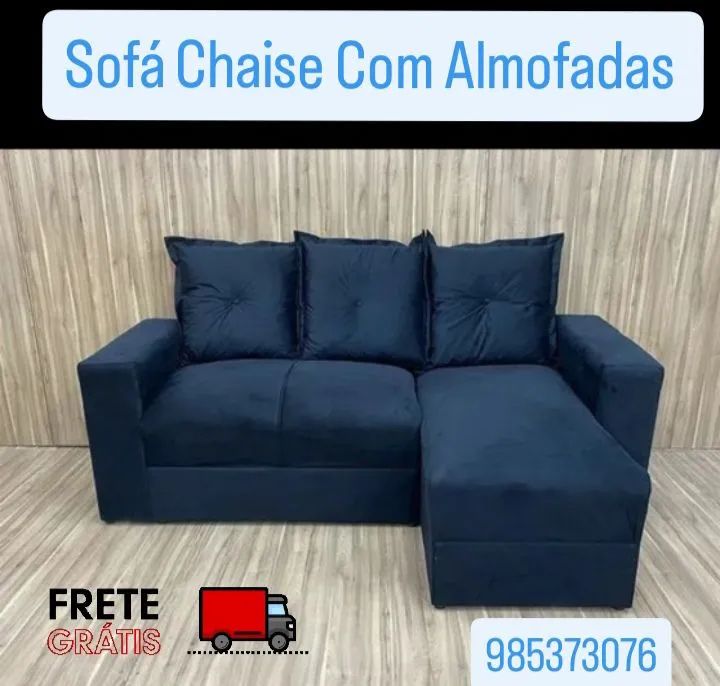 Compre Sem Sair de Casa!!Sofá Chaise Com Almofadas Aproveite!!