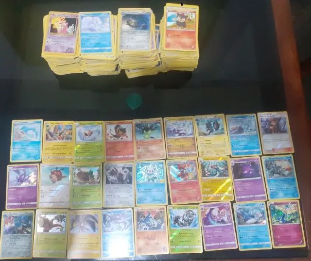 1094 cartas pokemon! 27 brilhantes + moeda