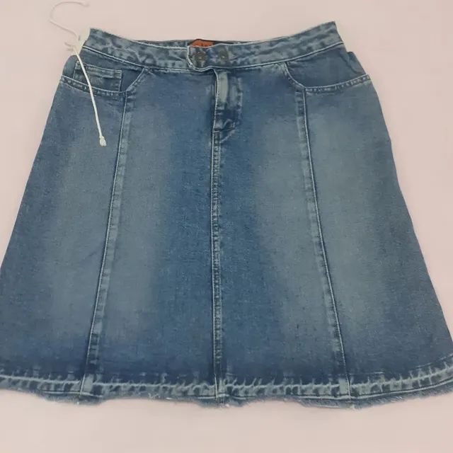 Saia Jeans Midi Marca Dopping Número 42 - Foto 6