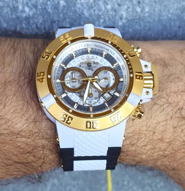 Relógio Invicta Subaqua Noma I I I Branco e Dourado em perfeito estado. - Foto 2
