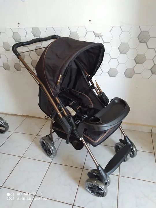 Carrinho de Bebê Dobrável GALZERANO Milano ll preto com cobre! 