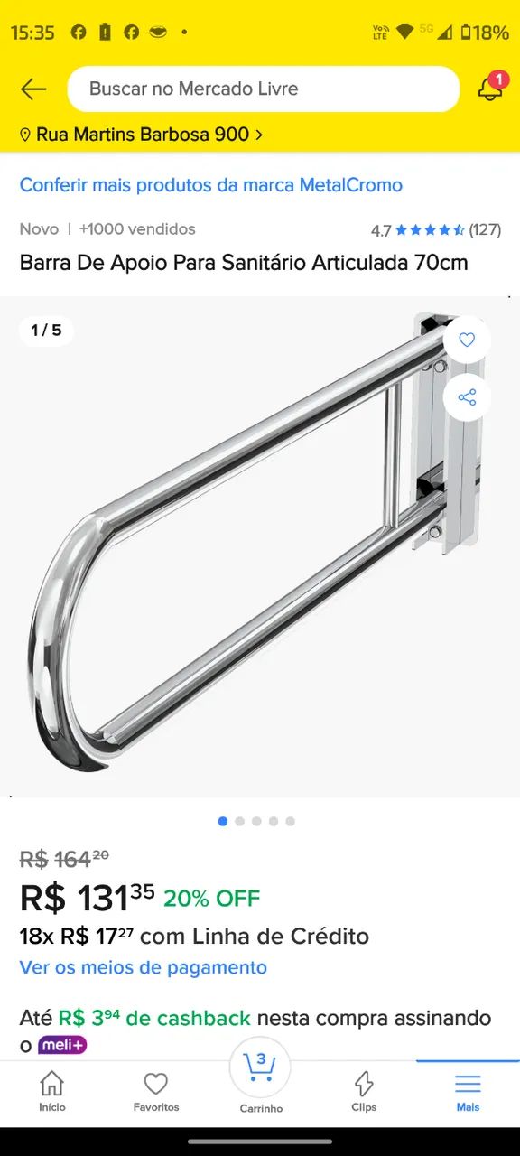 Barras de apoio para banheiro 