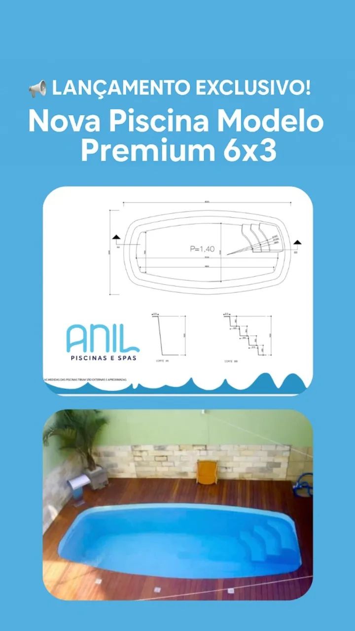 Piscina 6 x 3 x 1,4m com maquinário em minas gerais nova com garantia - Foto 2
