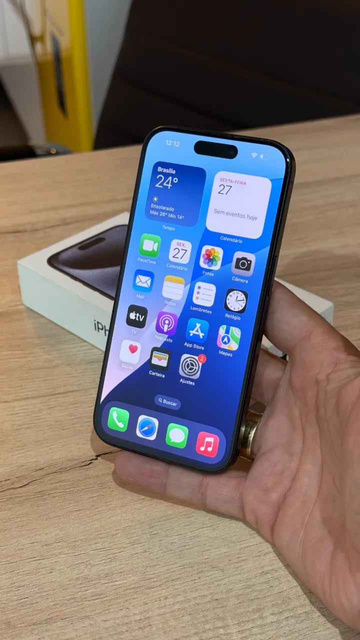 iPhone 15 Pro 128GB Blue Titanium - Loja física! Saúde da bateria 88%! C/ 3 meses garantia