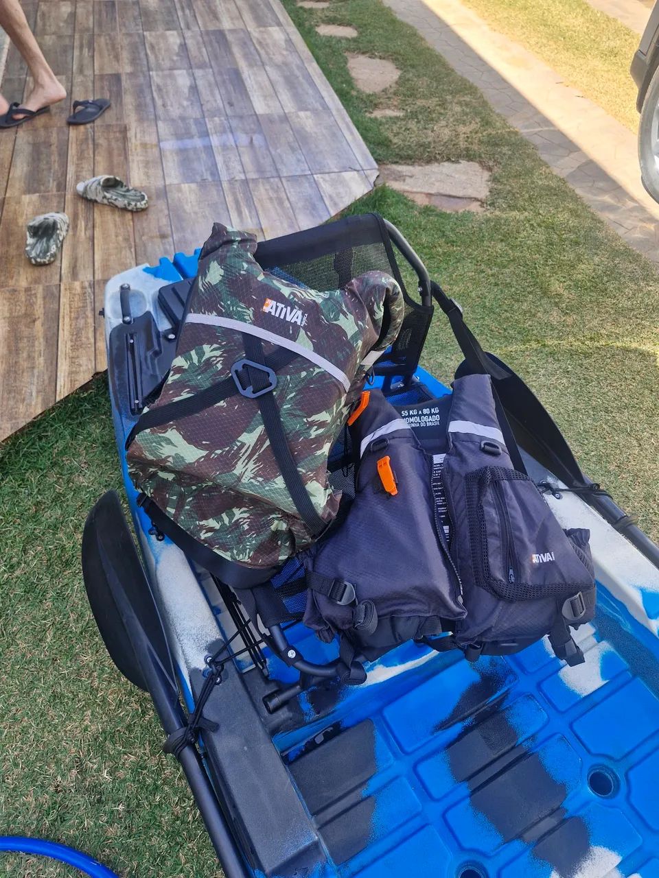 Caiaque Hidro2Eko Caiman 135 Azul Camuflado - Foto 6