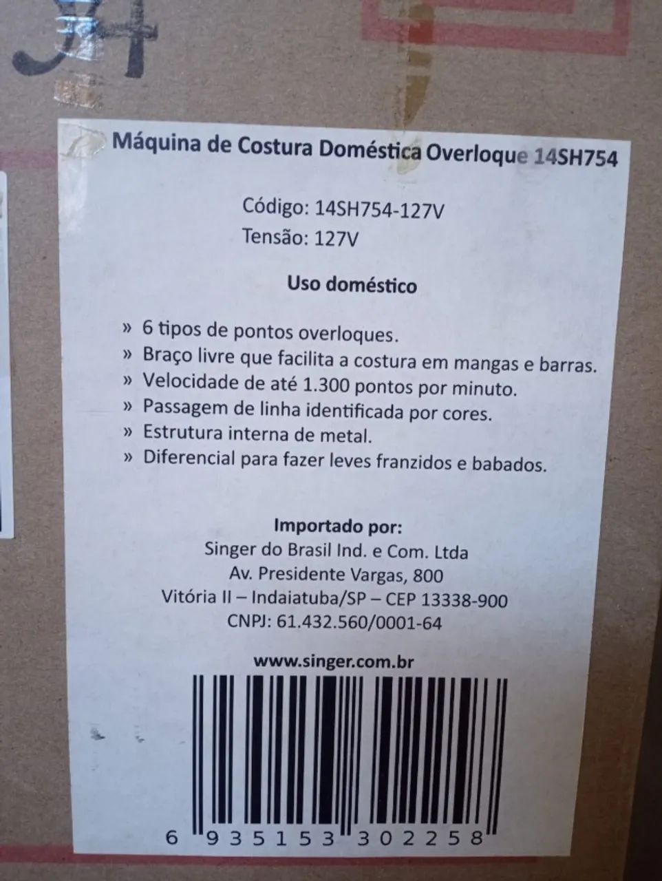 MAQUINA DE COSTURA DOMÉSTICA ULTRALOCK SINGER 14SH754 - 127V - Foto 2