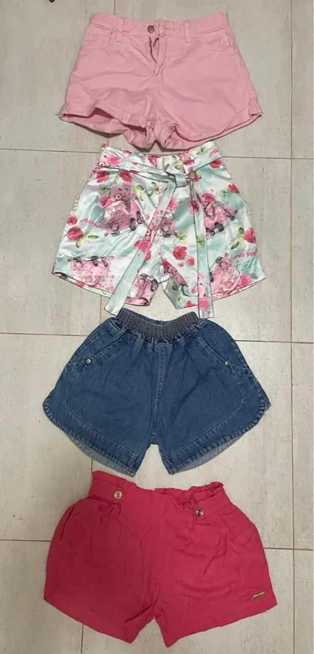 Combo de 4 shorts tamanho 12 anos
